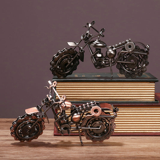 Metal Art Decor with Vintage Motorcycle Model